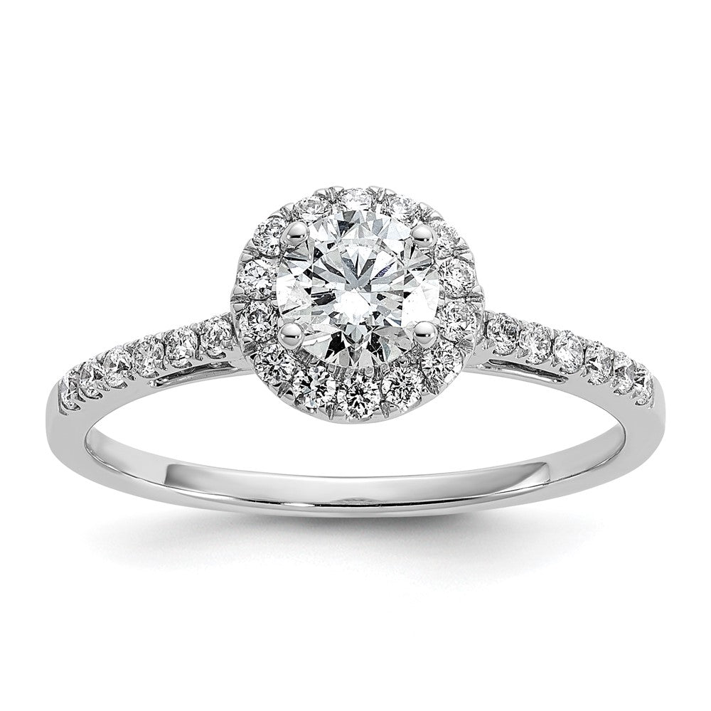 14kw Round Halo Engagement Lab Grown Diamond SI1/SI2, G H I, Complete Ring