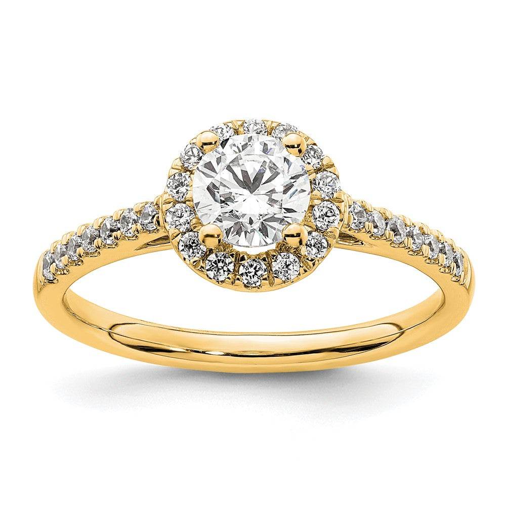 14ky Round Halo Engagement Lab Grown Diamond SI1/SI2, G H I, Complete Ring