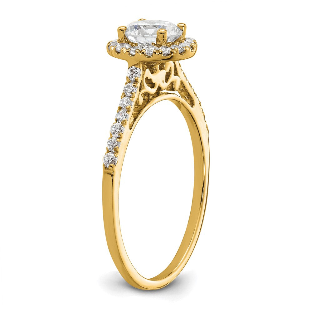 14K Gold Lab Grown Diamond VS/SI FGHHalo Semi-mount Eng Ring