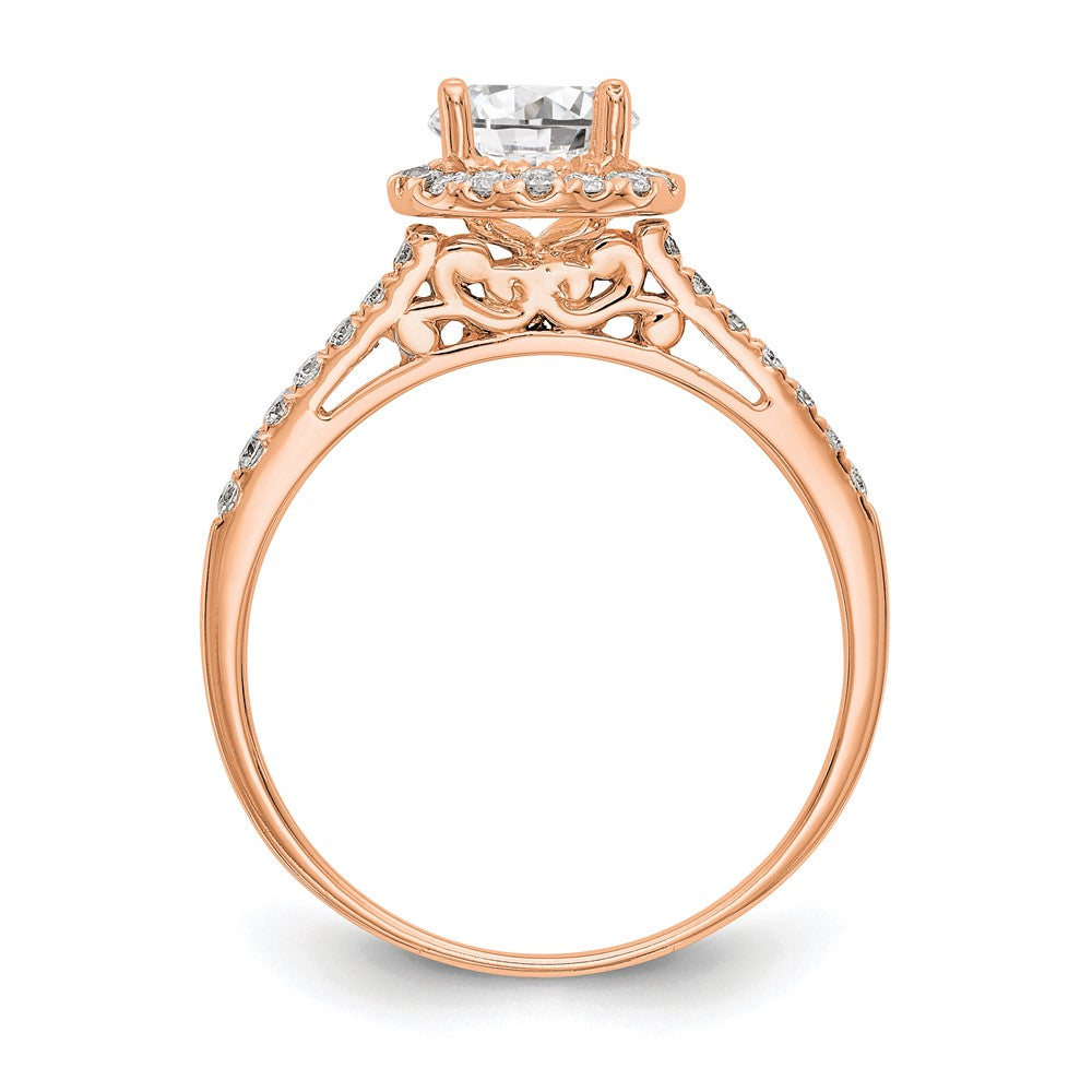 14K Rose Gold Lab Grown VS/SI FGH Dia Round Halo Semi-mount Eng Ring