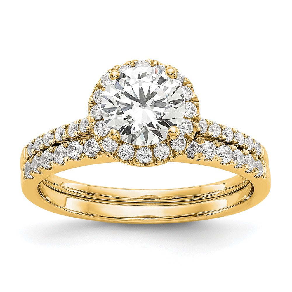 14ky Round Halo Engagement Lab Grown Diamond SI1/SI2, G H I, Semi-mount Ring