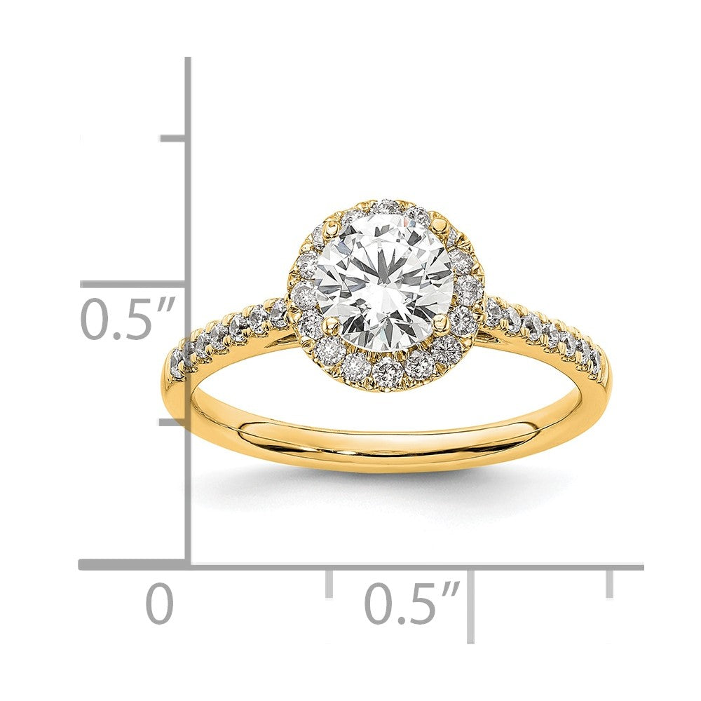 14ky Round Halo Engagement Lab Grown Diamond SI1/SI2, G H I, Semi-mount Ring