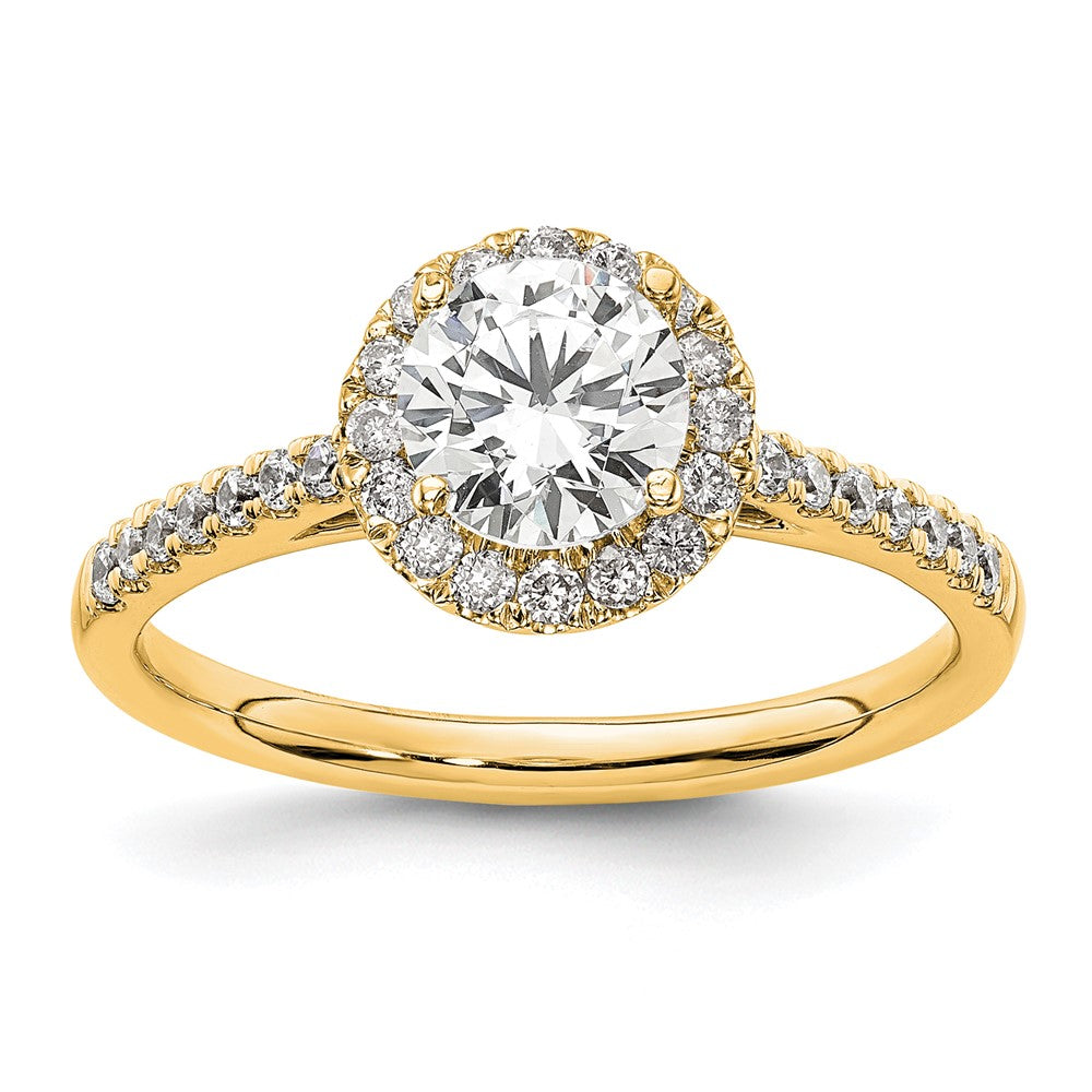 14ky Round Halo Engagement Lab Grown Diamond SI1/SI2, G H I, Semi-mount Ring