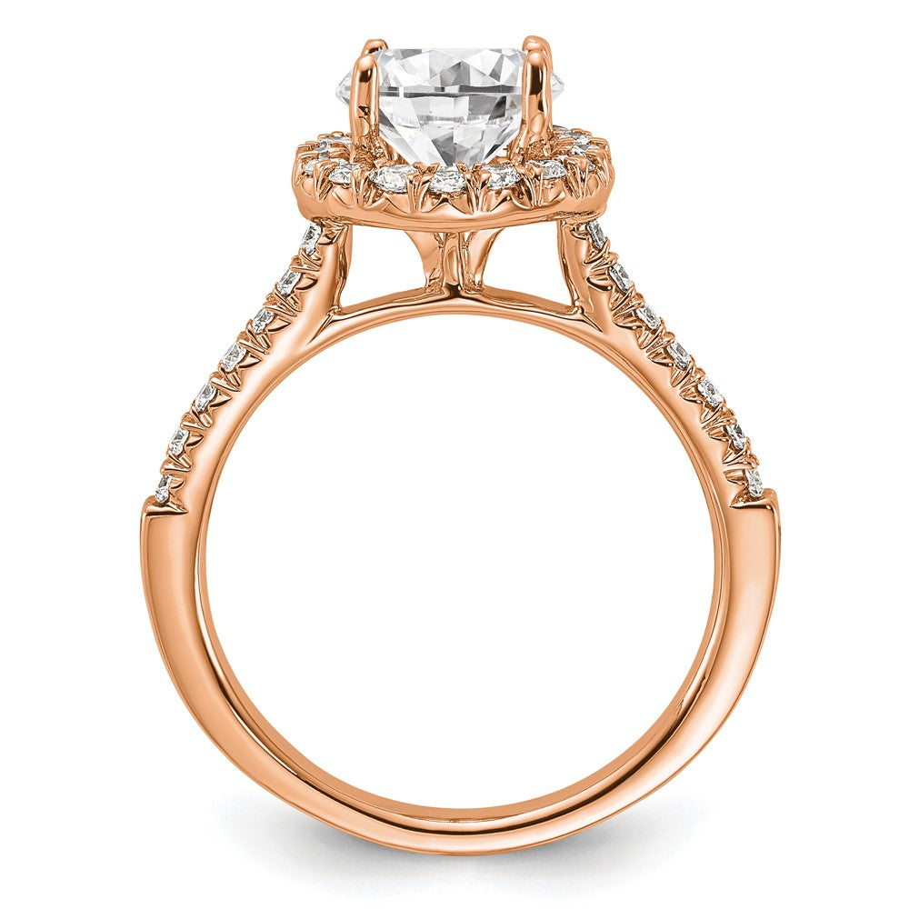 14K Rose Gold Lab Grown Diamond VS/SI FGH Halo Eng Semi-mount Ring