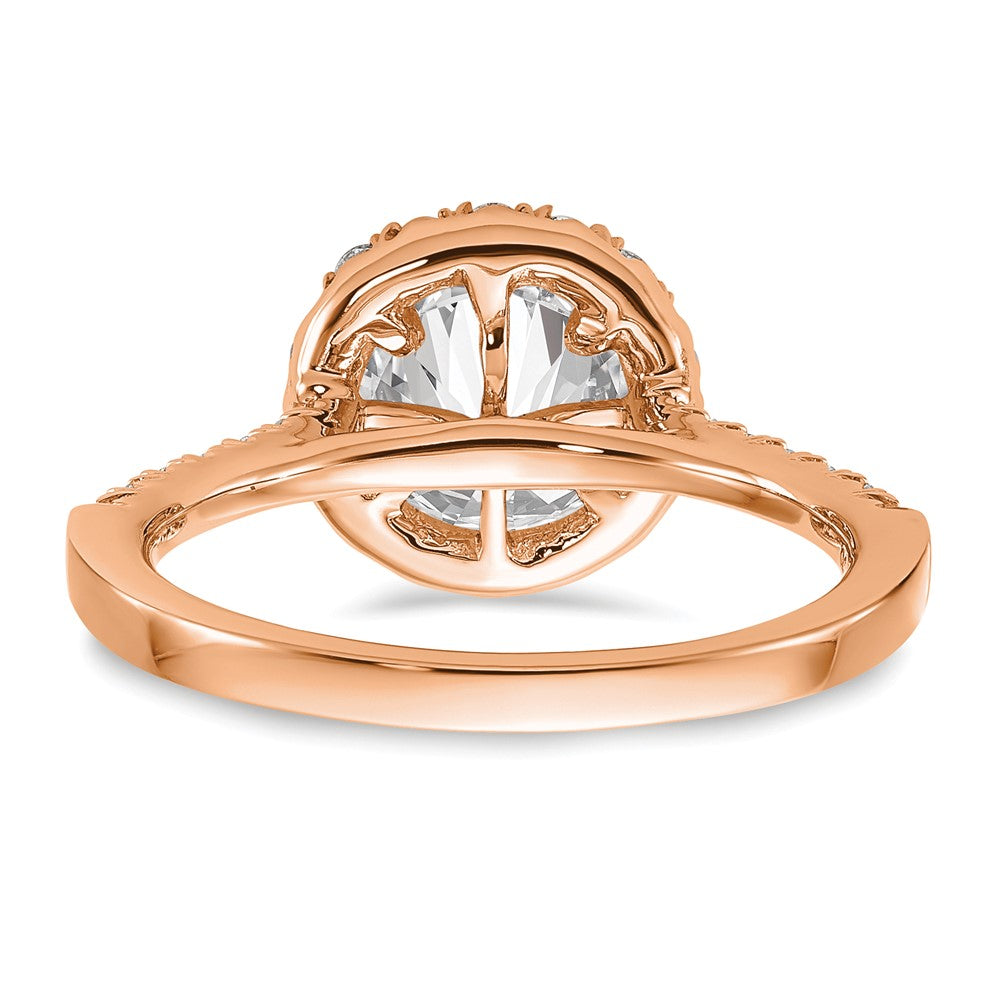 14K Rose Gold Lab Grown Diamond VS/SI FGH Halo Eng Semi-mount Ring