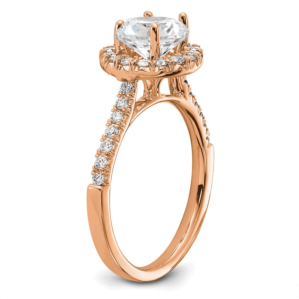 14K Rose Gold Lab Grown Diamond VS/SI FGH Halo Eng Semi-mount Ring