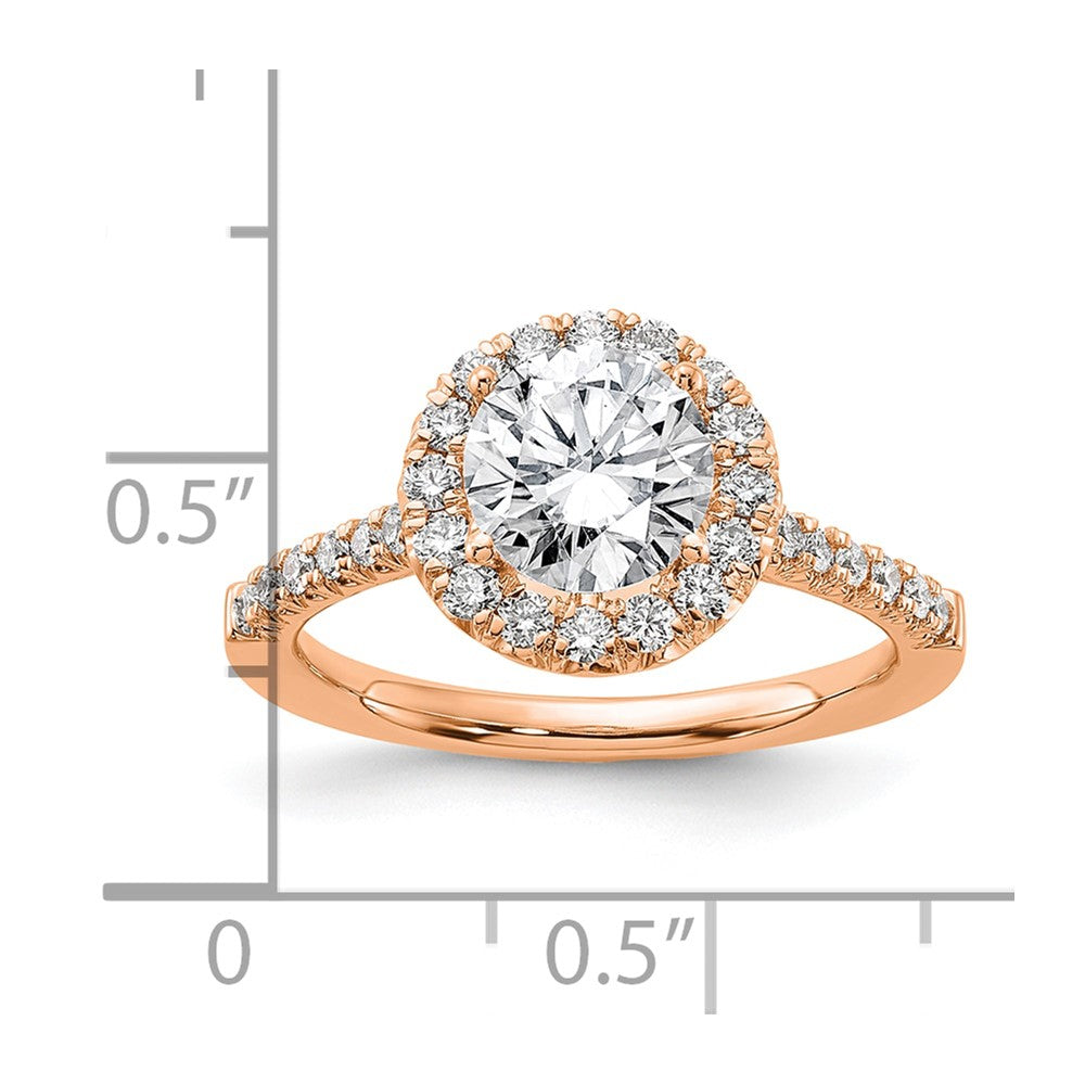 14K Rose Gold Lab Grown Diamond VS/SI FGH Halo Eng Semi-mount Ring