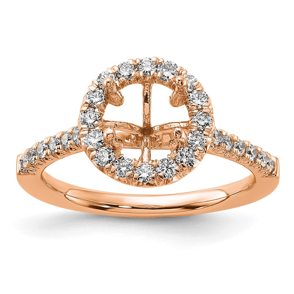 14K Rose Gold Lab Grown Diamond VS/SI FGH Halo Eng Semi-mount Ring