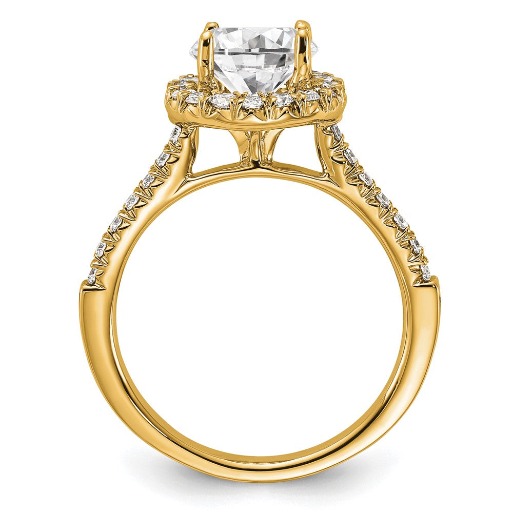 14K Gold Lab Grown Diamond VS/SI FGH Halo Engagement Semi-mount Ring