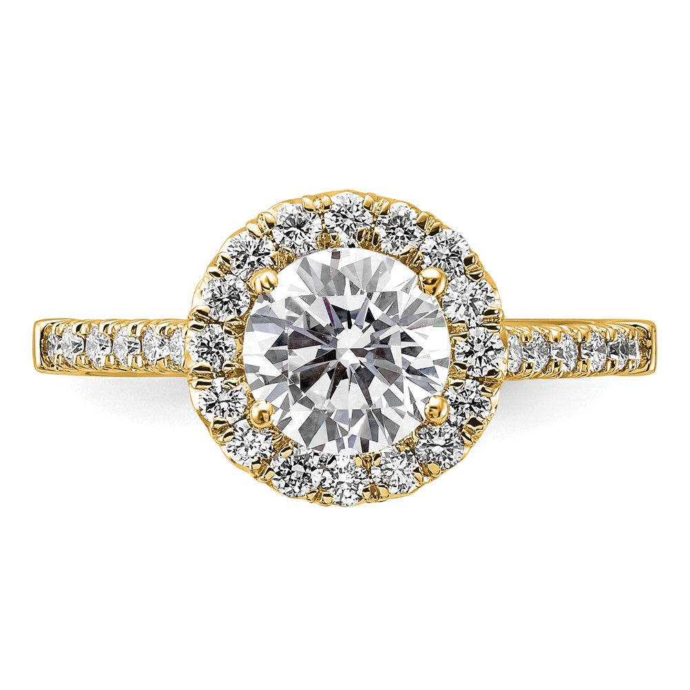 14K Gold Lab Grown Diamond VS/SI FGH Halo Engagement Semi-mount Ring