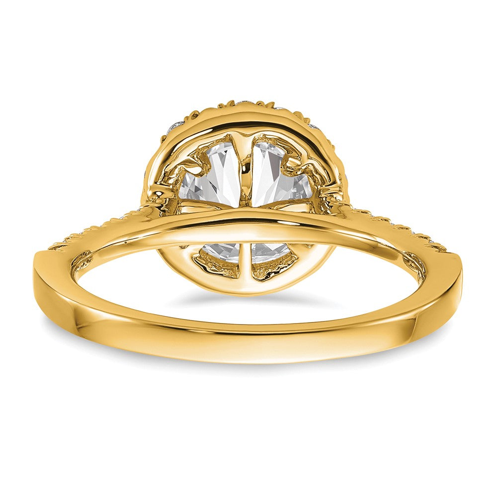 14K Gold Lab Grown Diamond VS/SI FGH Halo Engagement Semi-mount Ring