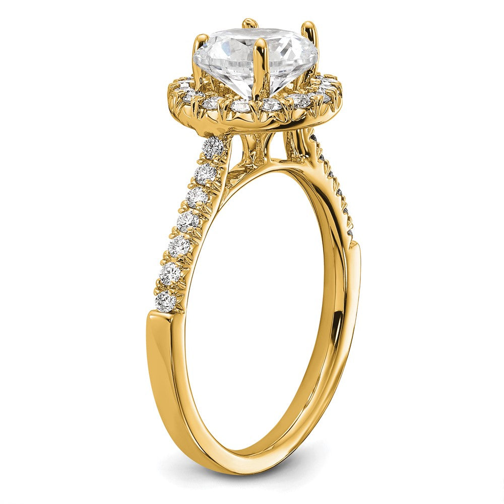 14K Gold Lab Grown Diamond VS/SI FGH Halo Engagement Semi-mount Ring