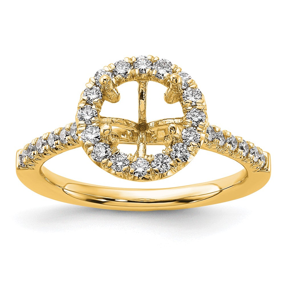 14K Gold Lab Grown Diamond VS/SI FGH Halo Engagement Semi-mount Ring