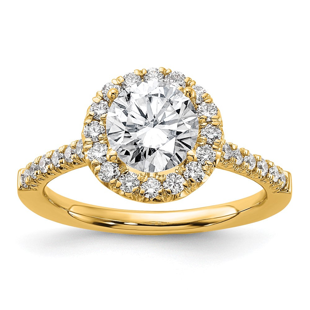 14K Gold Lab Grown Diamond VS/SI FGH Halo Engagement Semi-mount Ring