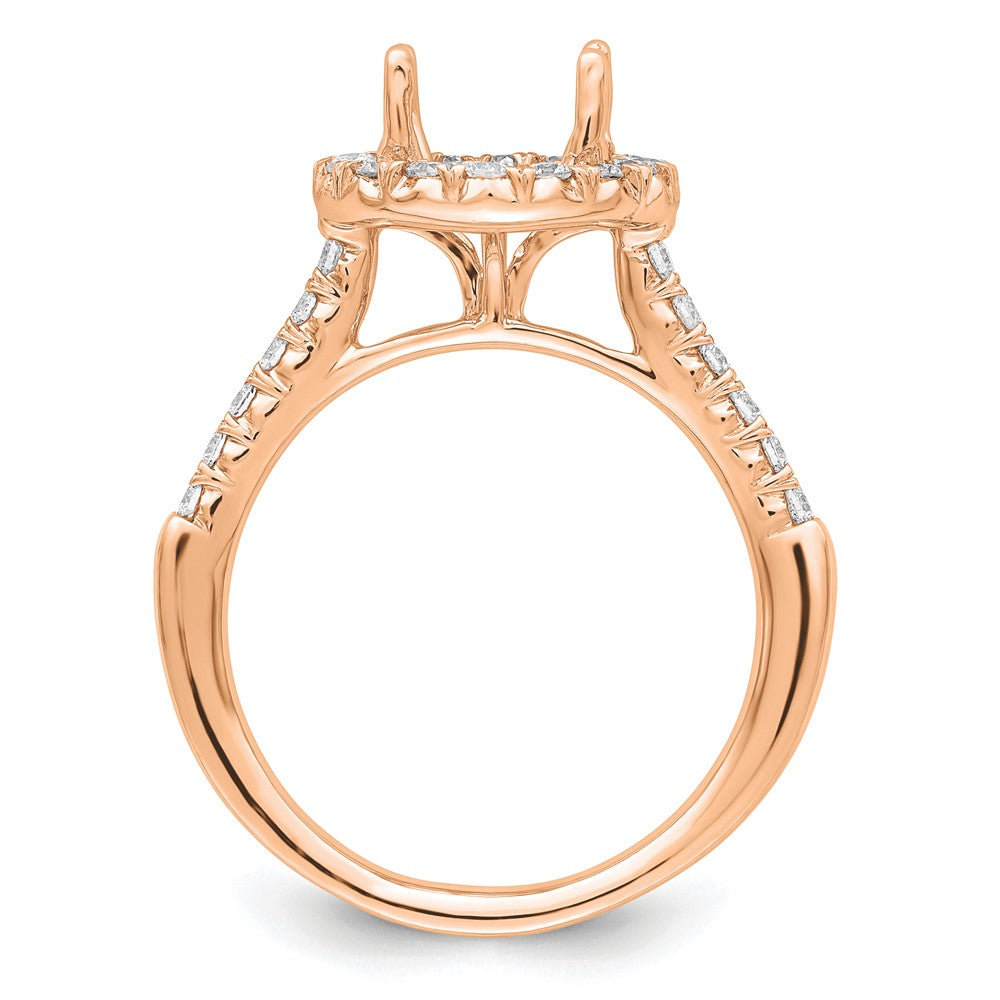 14K Rose Gold Lab Grown Diamond VS/SI FGH Halo Eng Semi-mount Ring