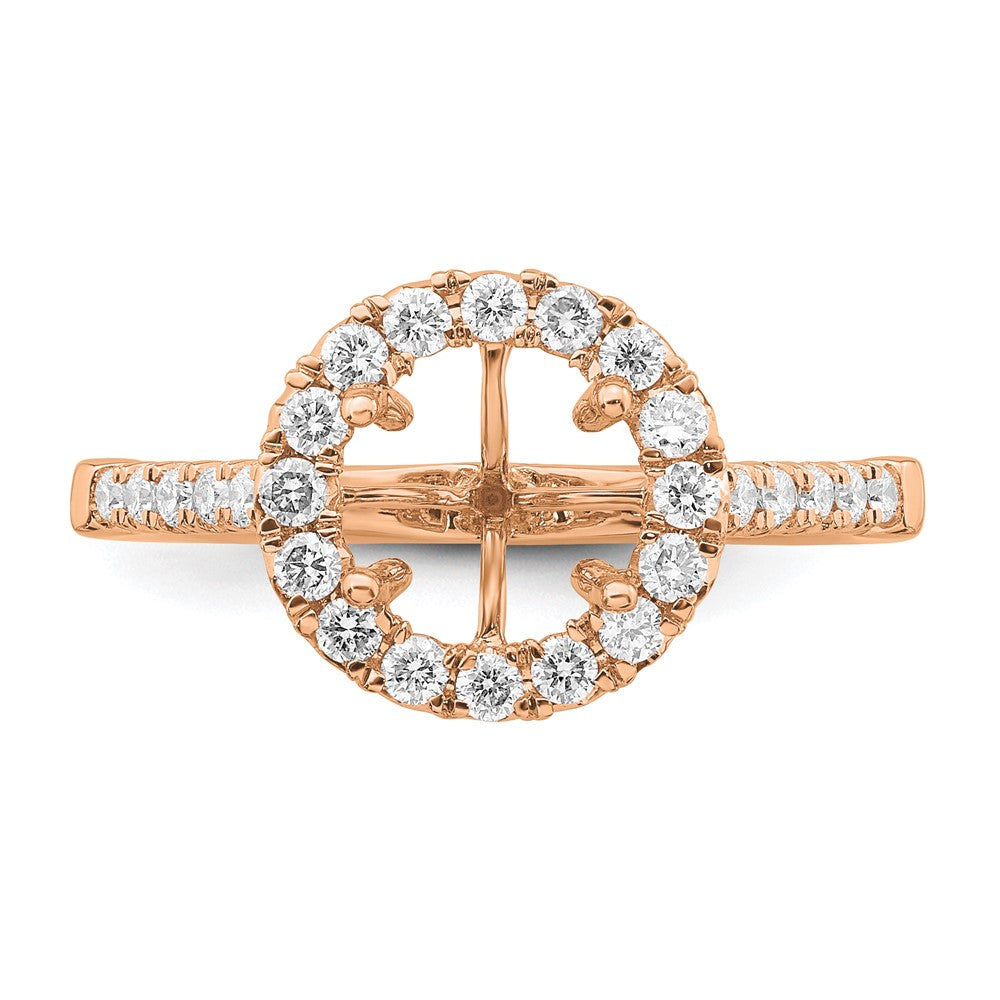 14K Rose Gold Lab Grown Diamond VS/SI FGH Halo Eng Semi-mount Ring