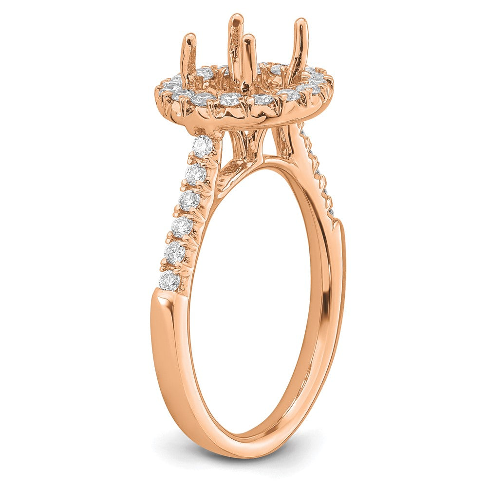 14K Rose Gold Lab Grown Diamond VS/SI FGH Halo Eng Semi-mount Ring