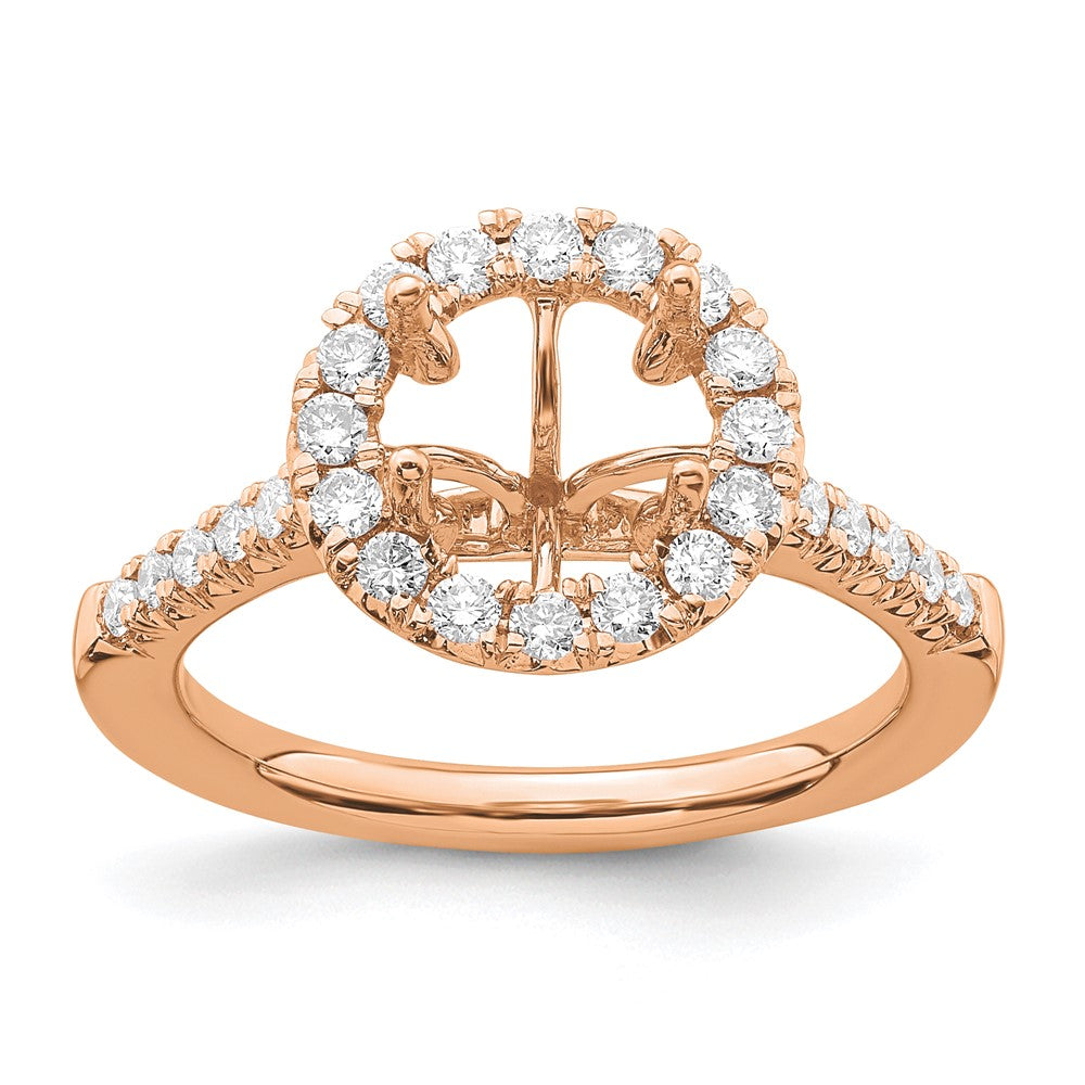 14K Rose Gold Lab Grown Diamond VS/SI FGH Halo Eng Semi-mount Ring