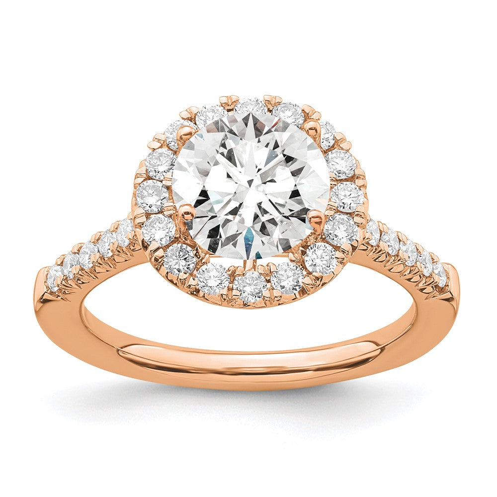 14K Rose Gold Lab Grown Diamond VS/SI FGH Halo Eng Semi-mount Ring