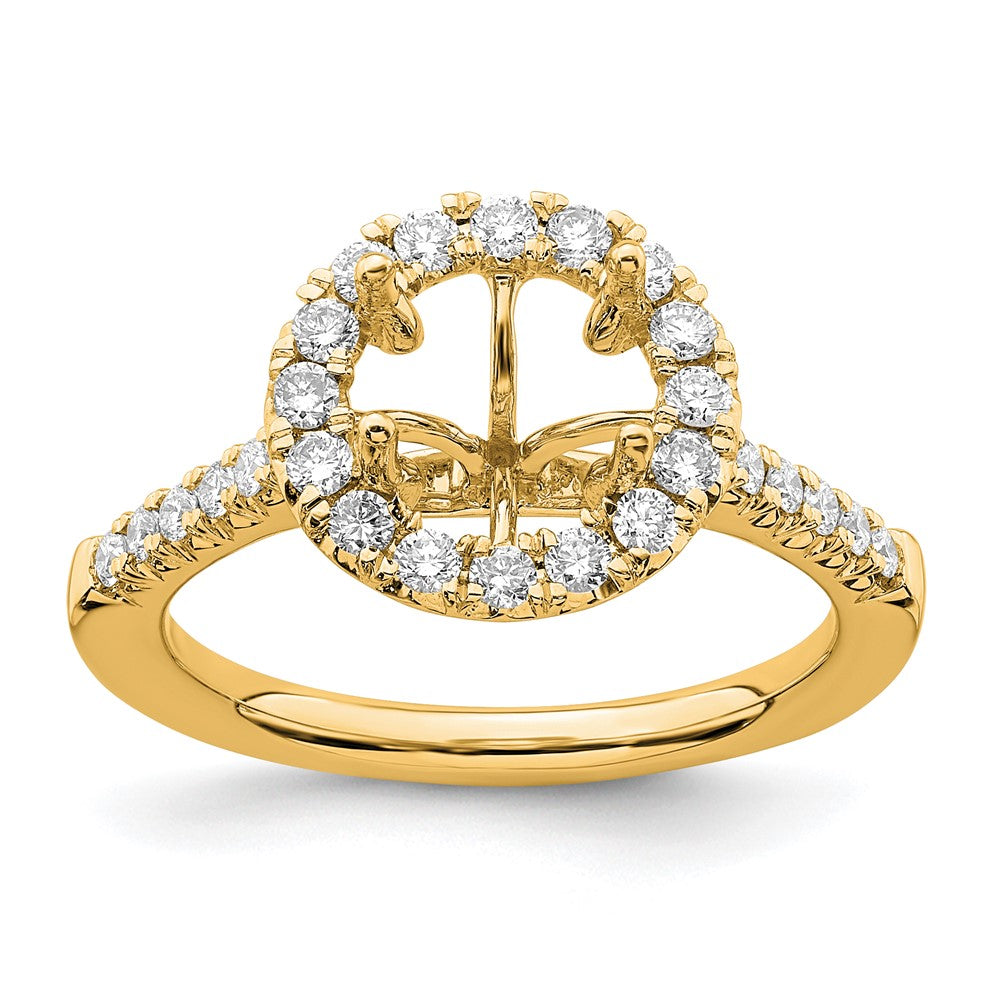 14K Gold Lab Grown Diamond VS/SI FGH Halo Engagement Semi-mount Ring