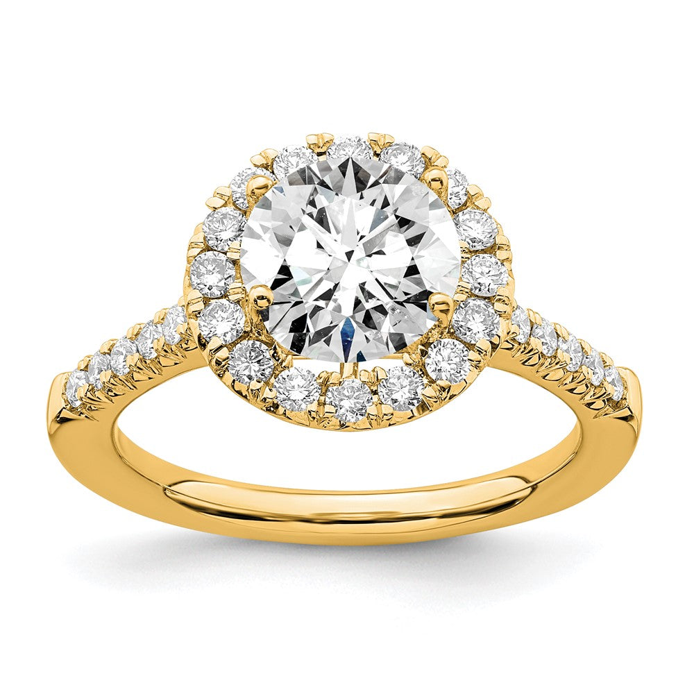 14K Gold Lab Grown Diamond VS/SI FGH Halo Engagement Semi-mount Ring