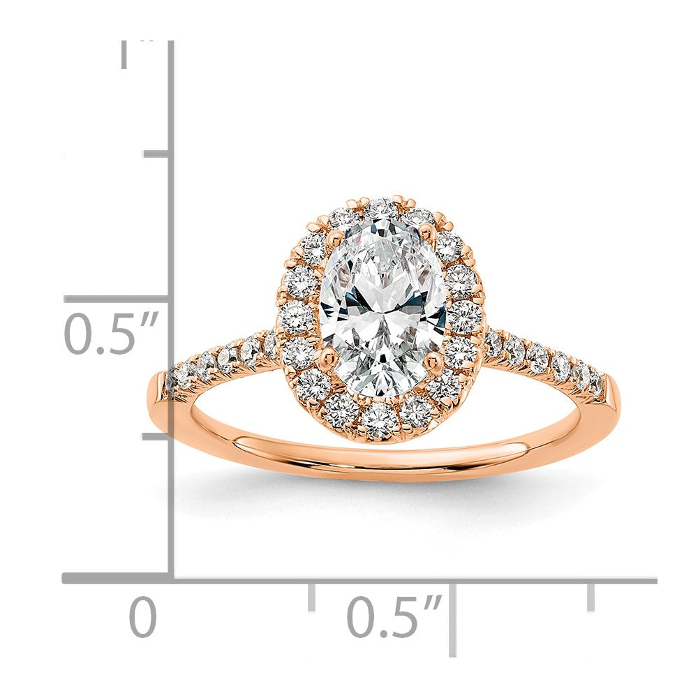 14K Rose Gold Lab Grown Diamond VS/SI FGH Oval Halo Eng Semi-mount R