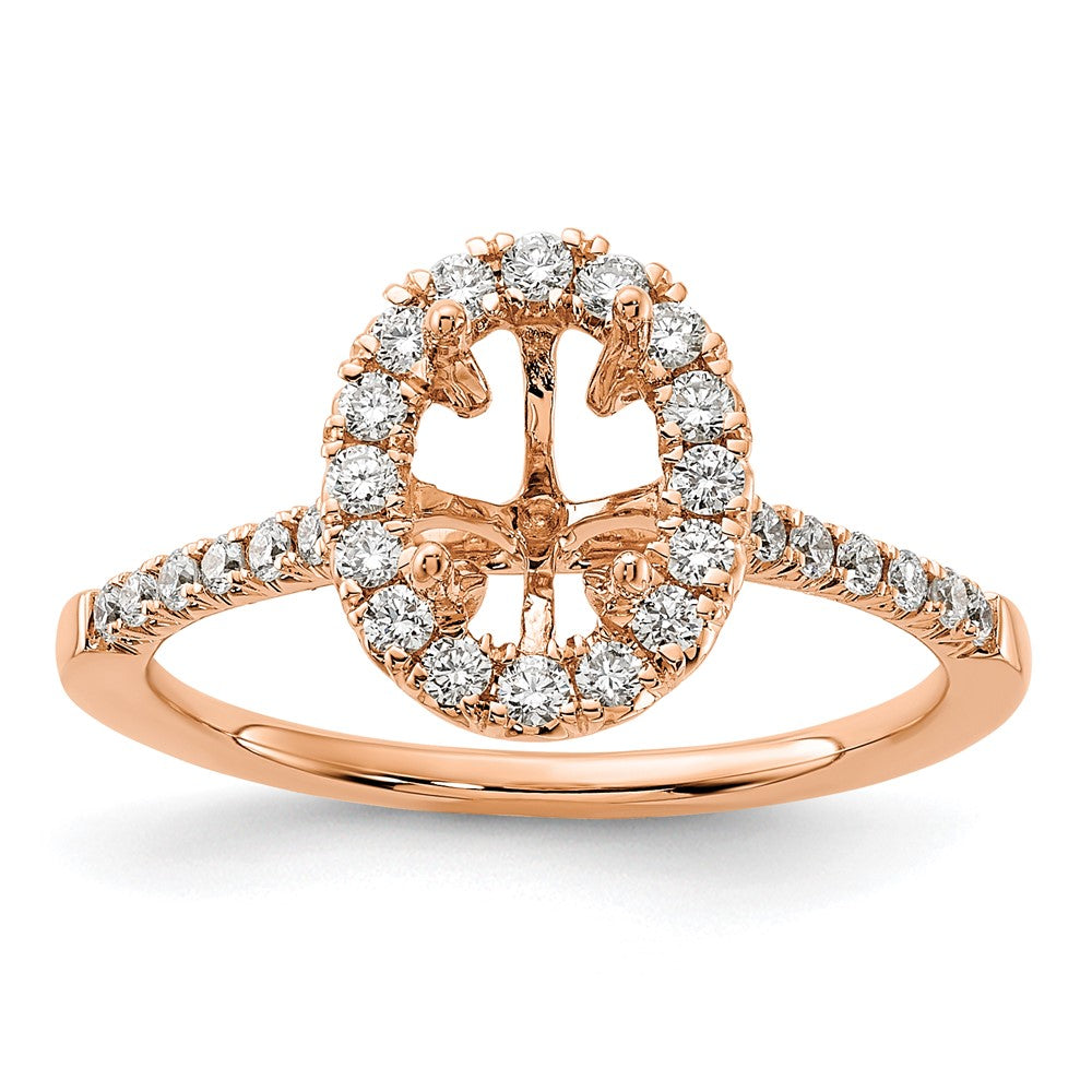 14K Rose Gold Lab Grown Diamond VS/SI FGH Oval Halo Eng Semi-mount R