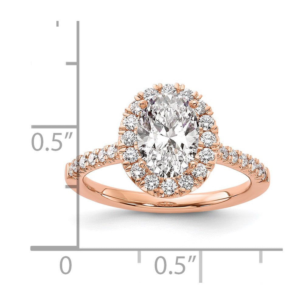 14K Rose Gold Lab Grown Diamond VS/SI FGH Oval Halo Eng Semi-mount R