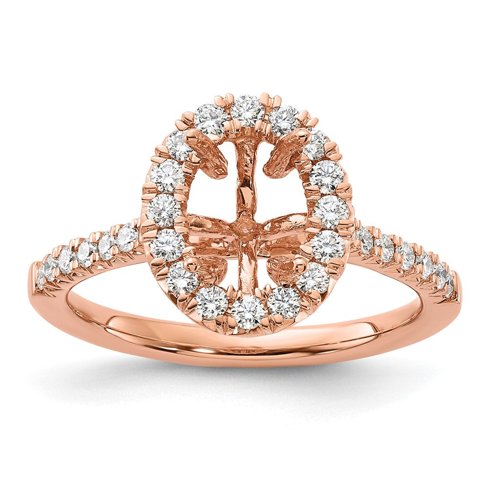 14K Rose Gold Lab Grown Diamond VS/SI FGH Oval Halo Eng Semi-mount R