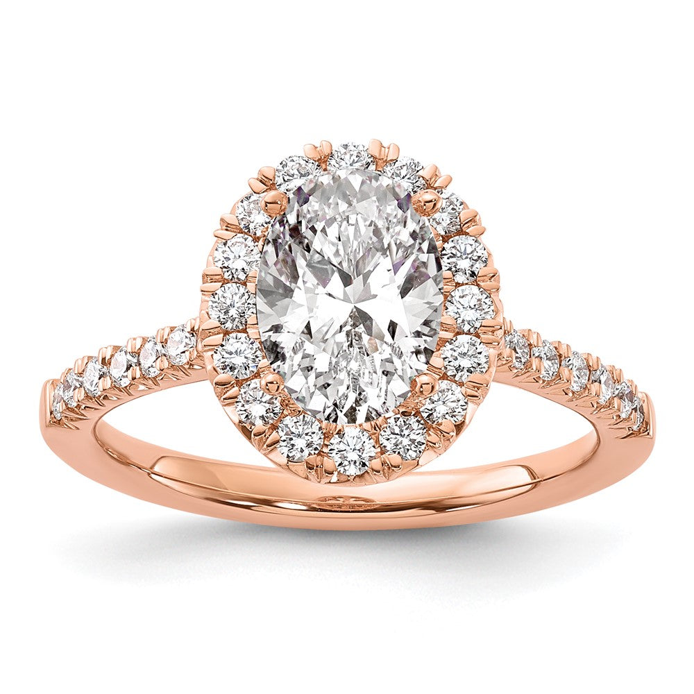 14K Rose Gold Lab Grown Diamond VS/SI FGH Oval Halo Eng Semi-mount R