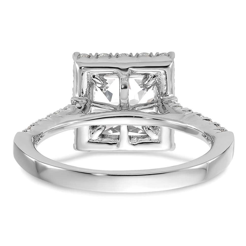 14K White Gold Lab Grown Dia VS/SI FGH Square Halo Semi-mount Eng Ri