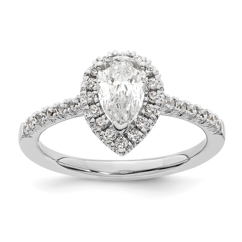 14kw Pear Halo Engagement Lab Grown Diamond SI1/SI2, G H I, Semi-mount Ring