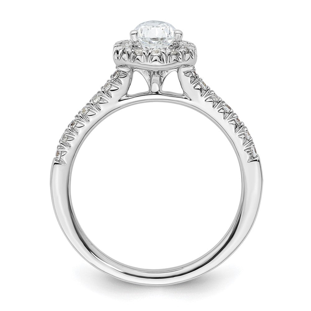 14kw Pear Halo Engagement Lab Grown Diamond SI1/SI2, G H I, Semi-mount Ring