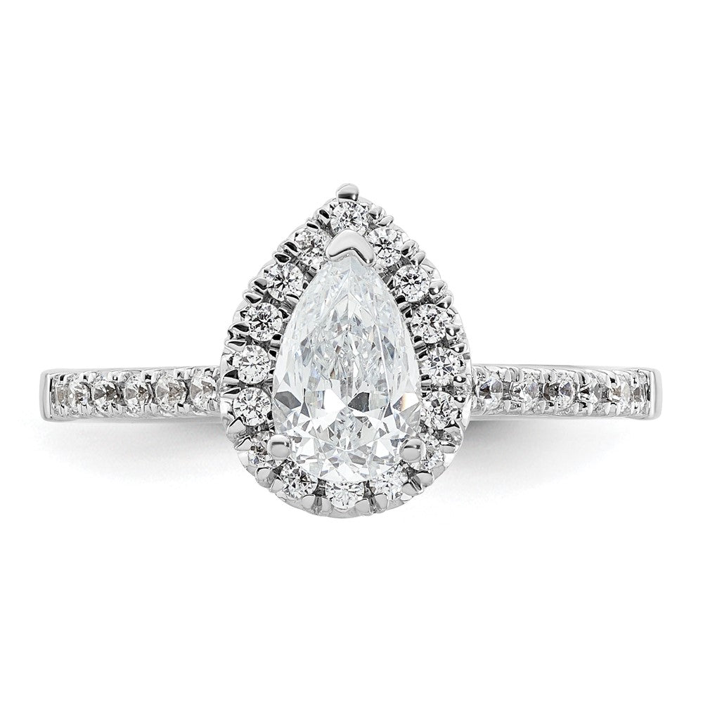 14kw Pear Halo Engagement Lab Grown Diamond SI1/SI2, G H I, Semi-mount Ring