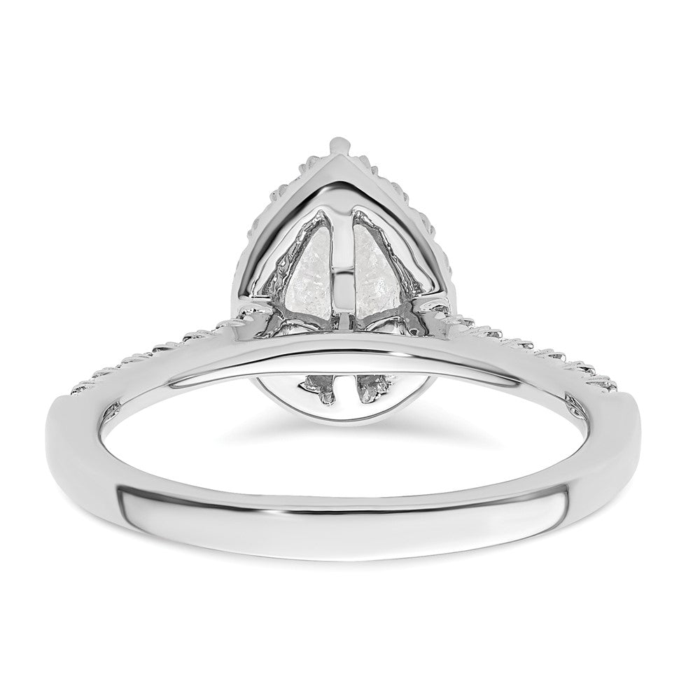 14kw Pear Halo Engagement Lab Grown Diamond SI1/SI2, G H I, Semi-mount Ring