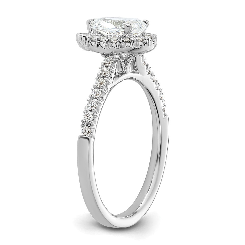 14kw Pear Halo Engagement Lab Grown Diamond SI1/SI2, G H I, Semi-mount Ring