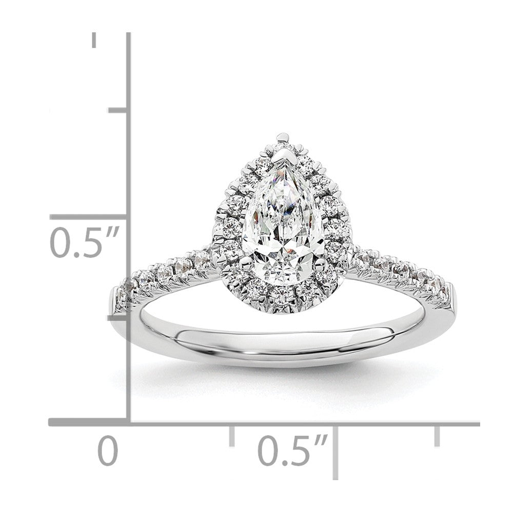 14kw Pear Halo Engagement Lab Grown Diamond SI1/SI2, G H I, Semi-mount Ring