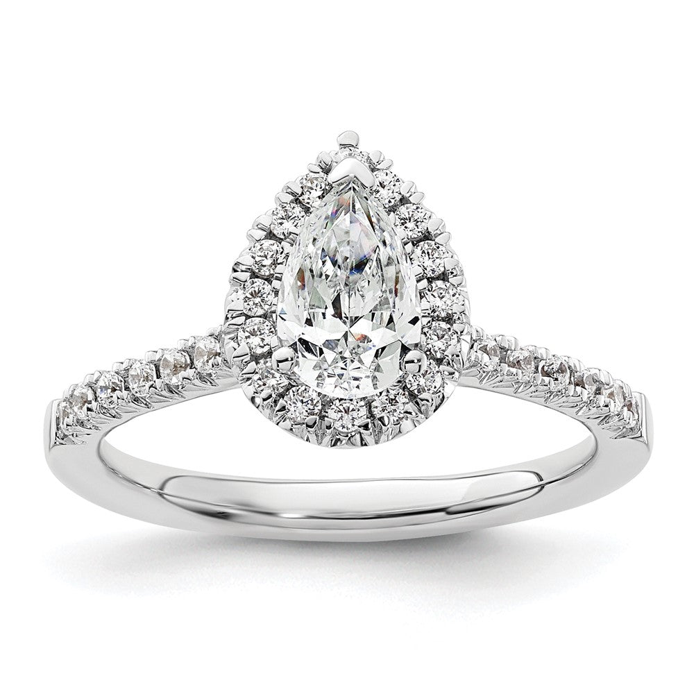 14kw Pear Halo Engagement Lab Grown Diamond SI1/SI2, G H I, Semi-mount Ring