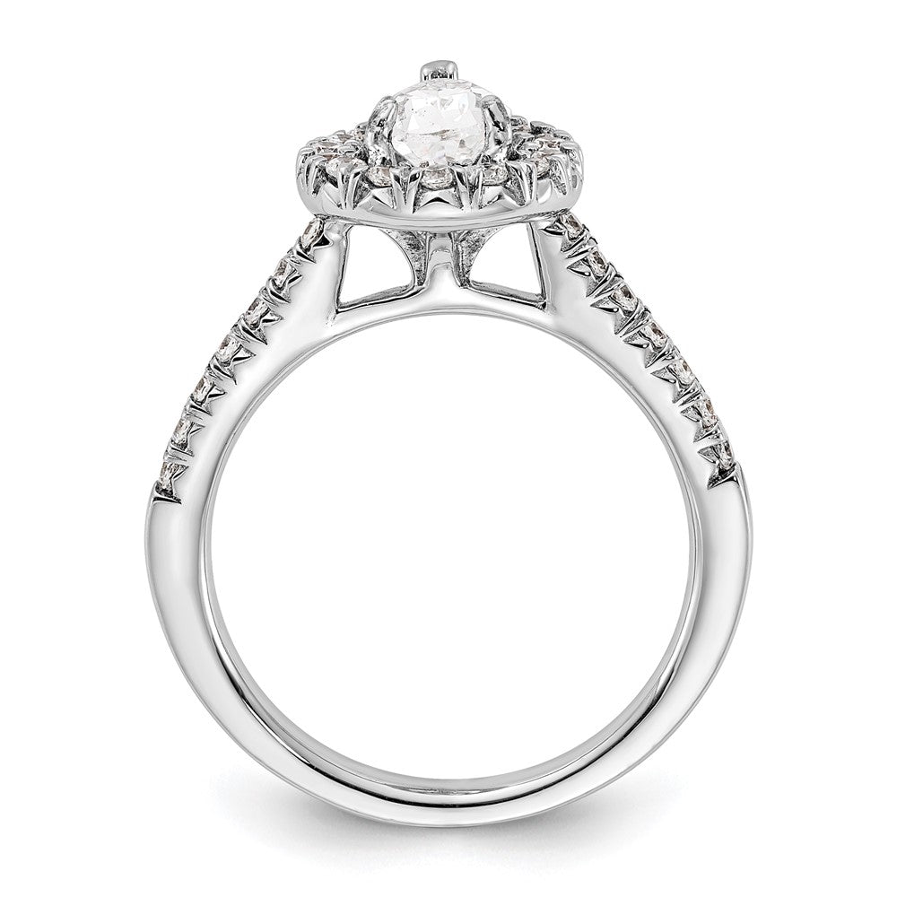 14K White Gold Lab Grown Diamond VS/SI FGH Pear Halo Semi-mount Eng