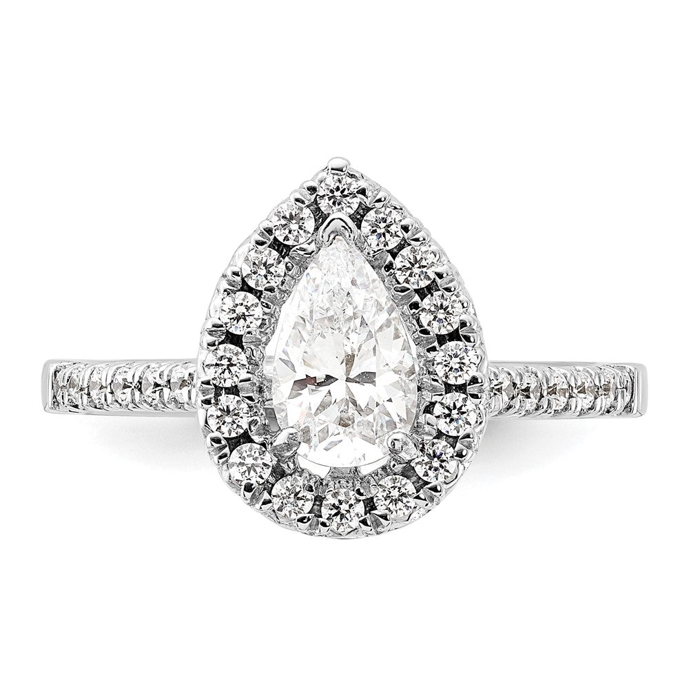 14K White Gold Lab Grown Diamond VS/SI FGH Pear Halo Semi-mount Eng