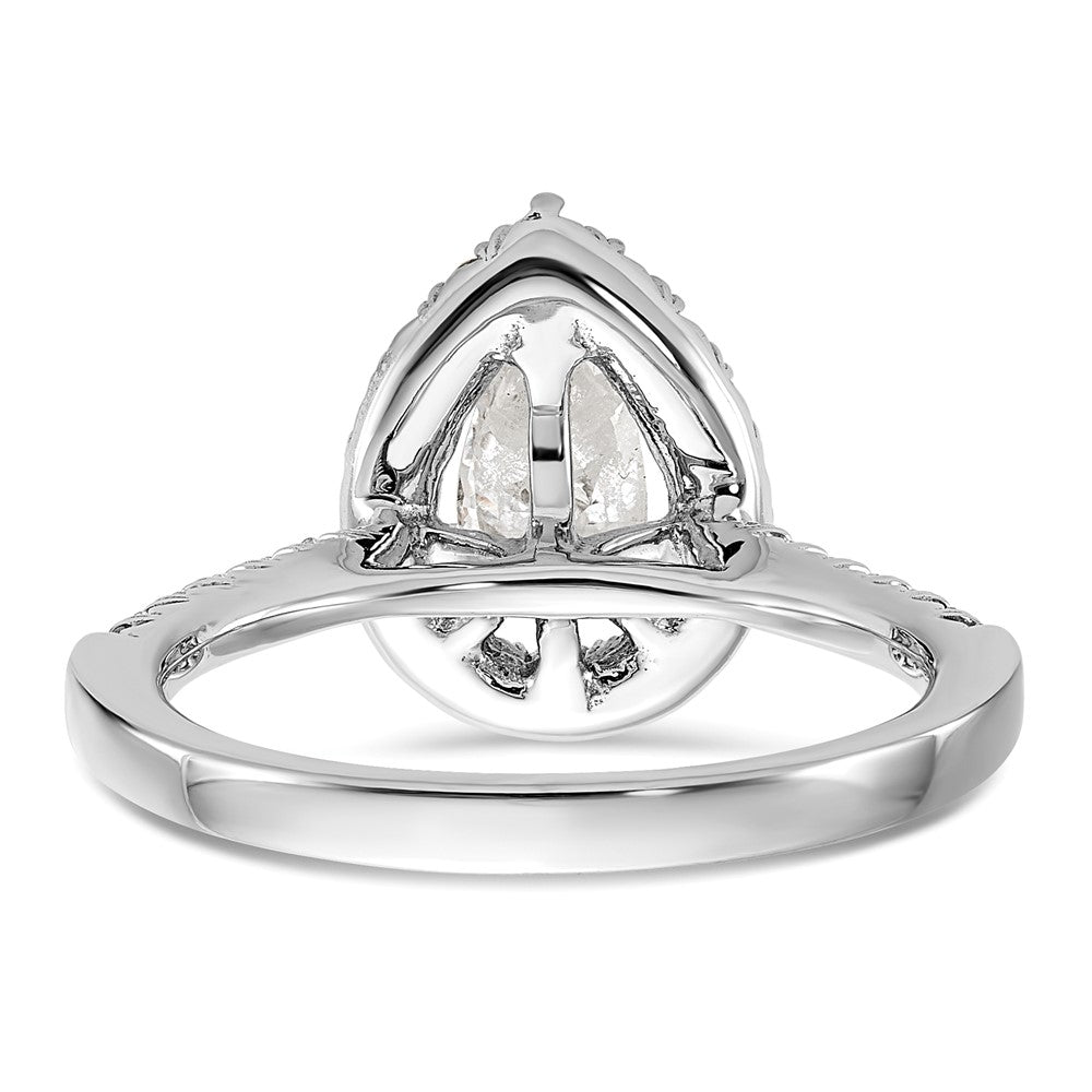 14K White Gold Lab Grown Diamond VS/SI FGH Pear Halo Semi-mount Eng