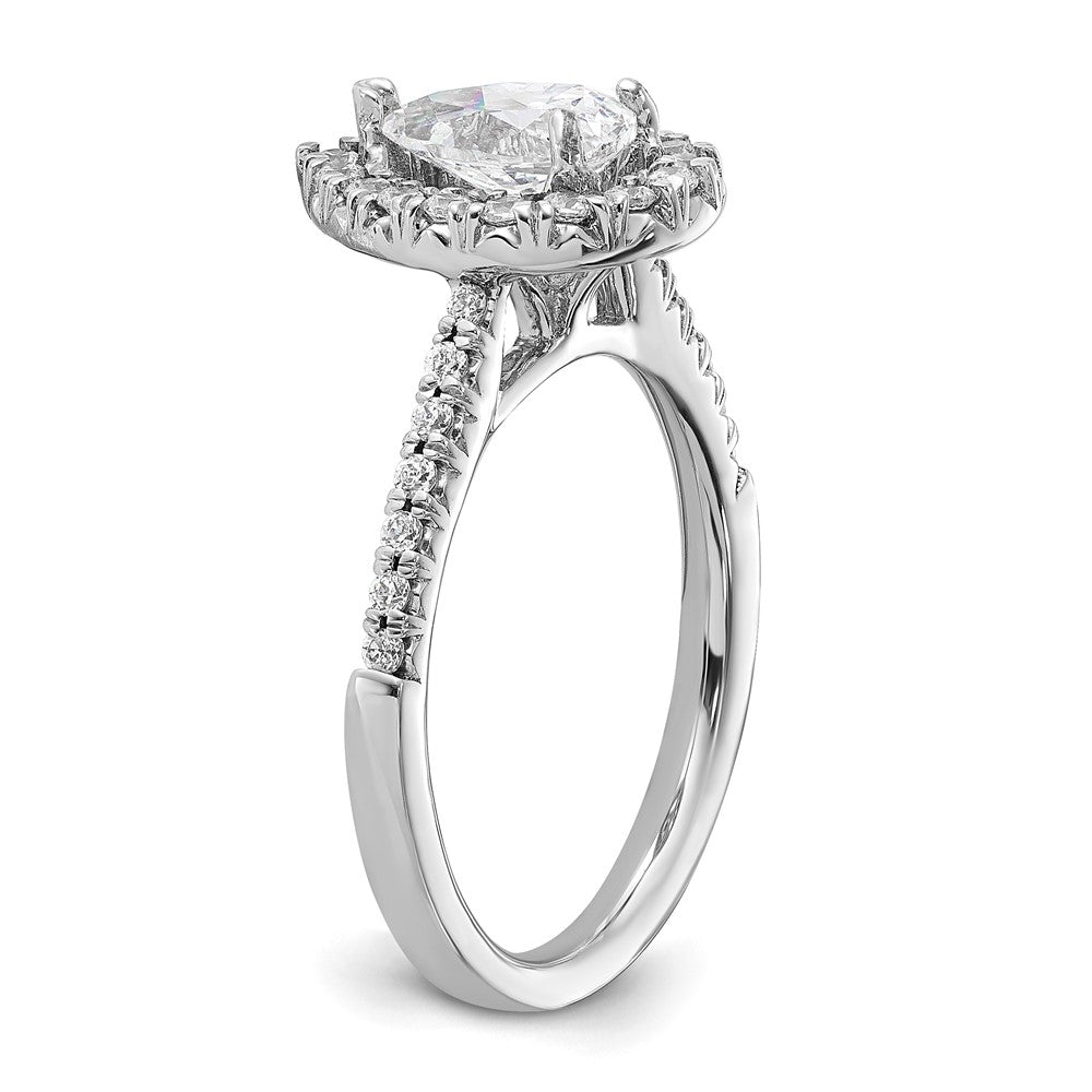 14K White Gold Lab Grown Diamond VS/SI FGH Pear Halo Semi-mount Eng