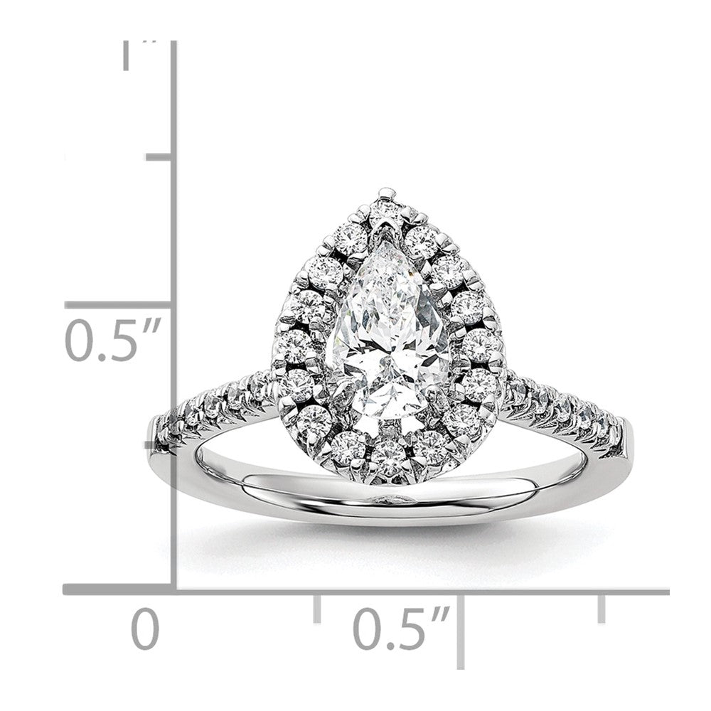 14K White Gold Lab Grown Diamond VS/SI FGH Pear Halo Semi-mount Eng