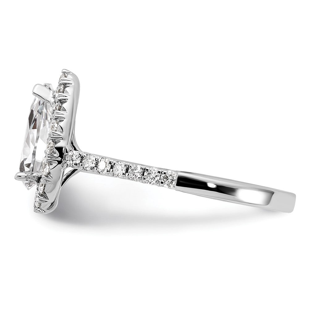 14K White Gold Lab Grown Diamond VS/SI FGH Pear Halo Semi-mount Eng