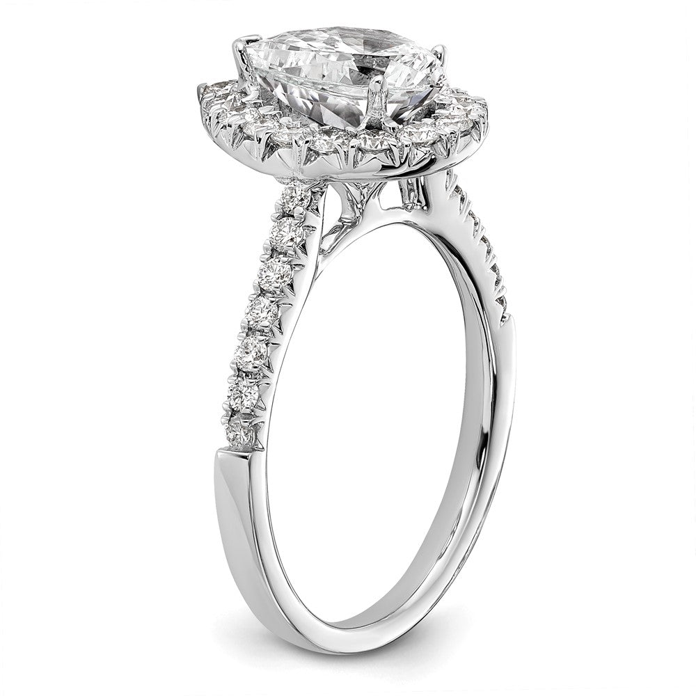 14K White Gold Lab Grown Diamond VS/SI FGH Pear Halo Semi-mount Eng