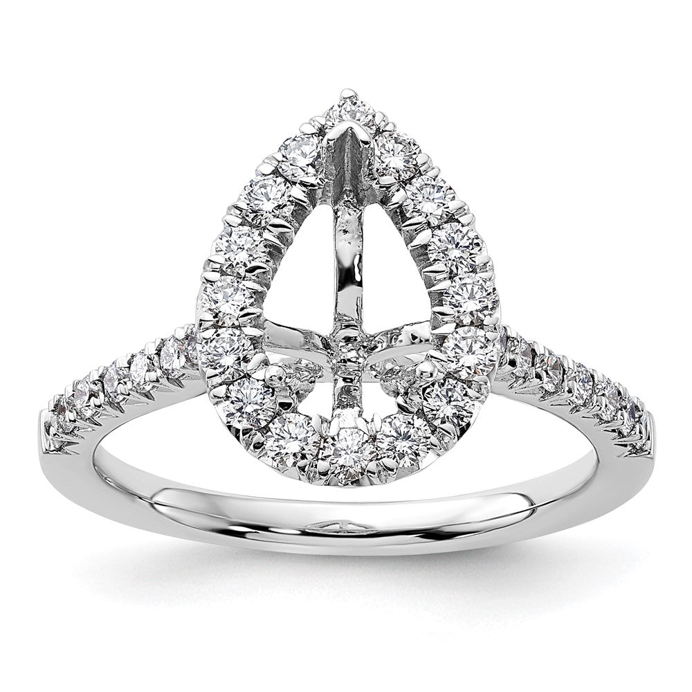 14K White Gold Lab Grown Diamond VS/SI FGH Pear Halo Semi-mount Eng