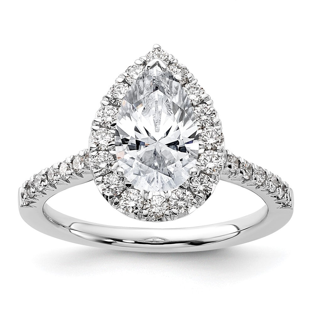 14K White Gold Lab Grown Diamond VS/SI FGH Pear Halo Semi-mount Eng