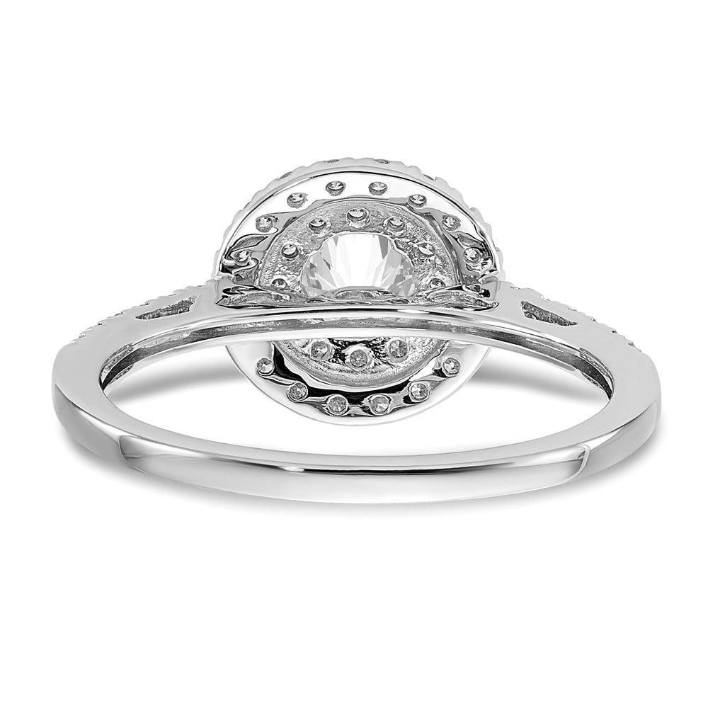 14K White Gold Lab Grown VS/SI FGH Dia Complete Double Halo Engagement Ring