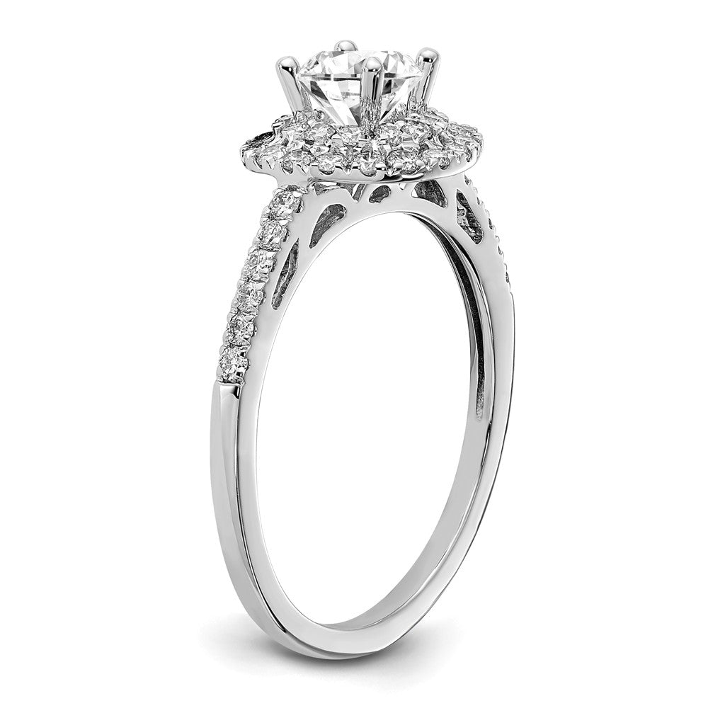 14K White Gold Lab Grown VS/SI FGH Dia Complete Double Halo Engagement Ring