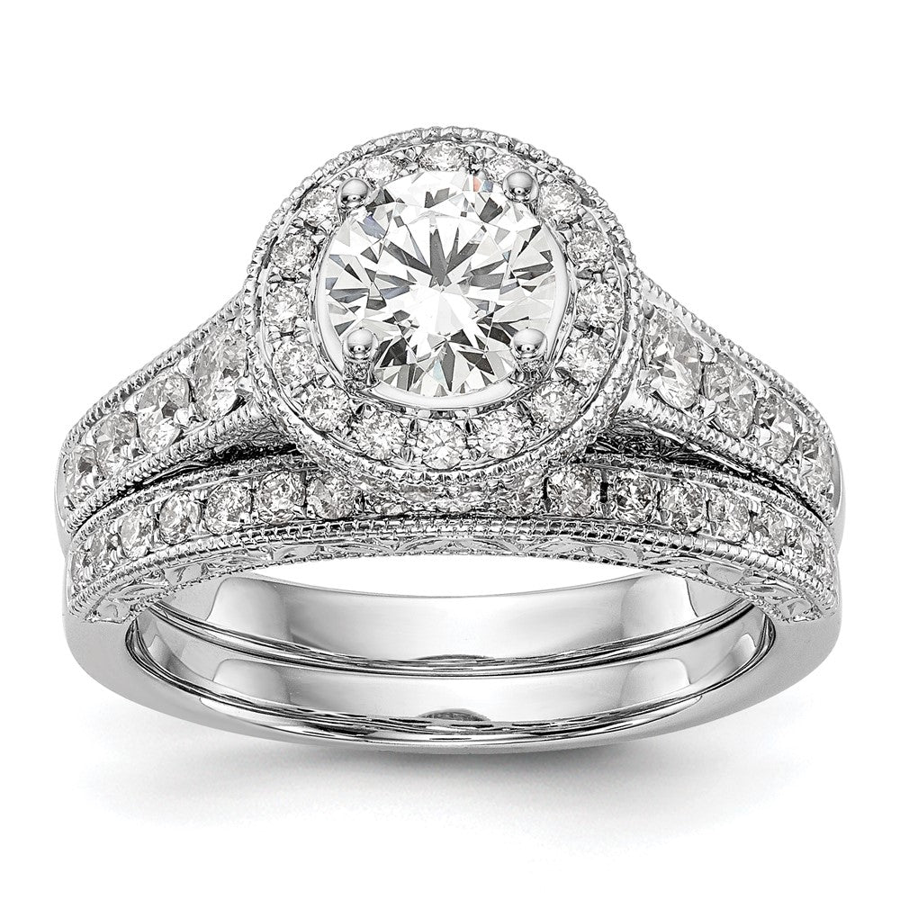 14K White Gold Lab Grown Diamond VS/SI FGH Semi-Mount Halo Eng Ring